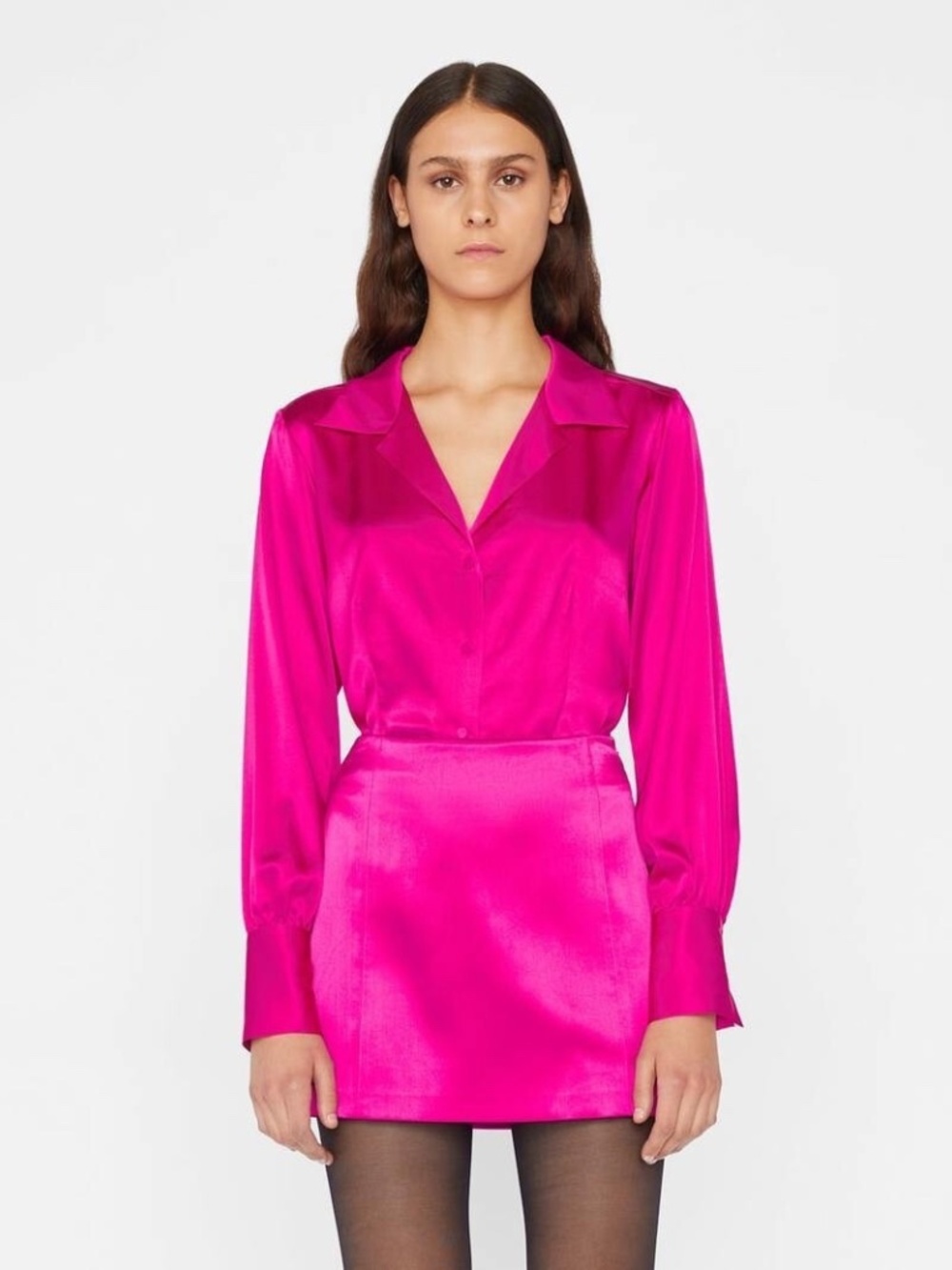 $398 Unworn Frame Silk Femme Shirt in Magenta - Picture 10 of 13
